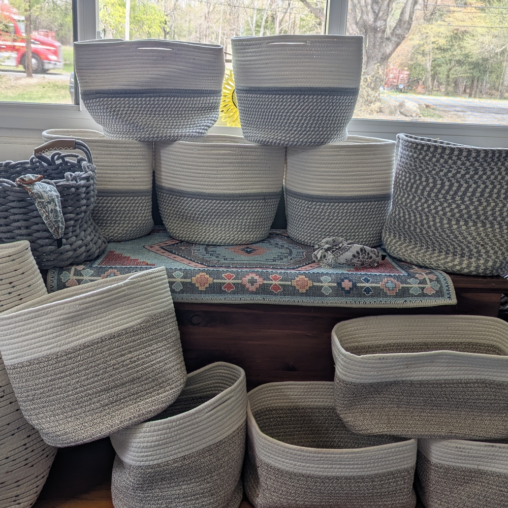 Source Unknown Gray and White Modern Baskets & Bins